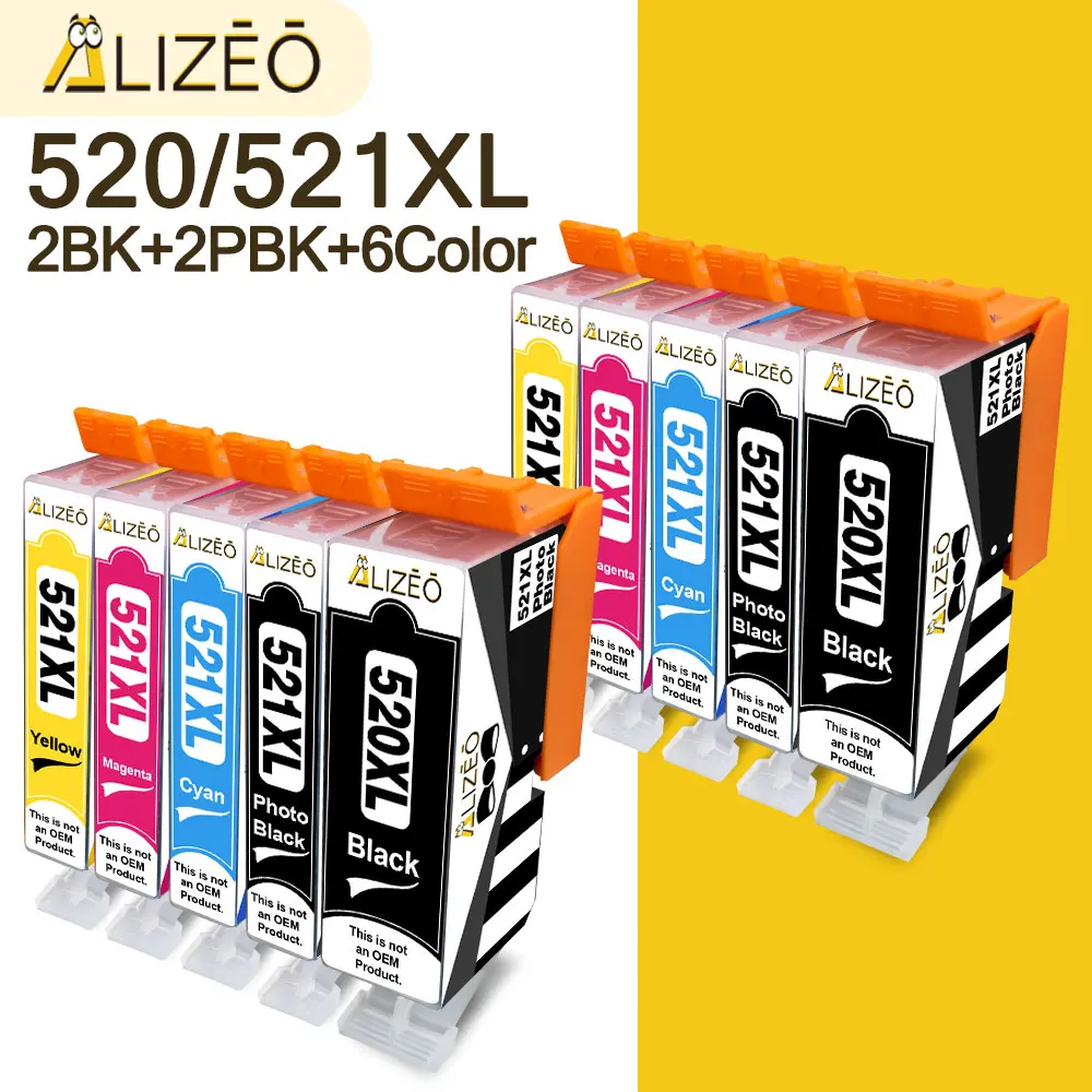 

Compatible Canon 520 521 Durable chip Cartridges For PGI-520 CLI-521 XL COLOR PIXMA MP560 MP620 MP630 MP640 MP980 Printer