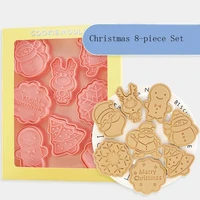 diy christmas cartoon biscuit mould cookie cutter 3d biscuits mold abs plastic baking mould diy cookie decorating tools 8pcsset