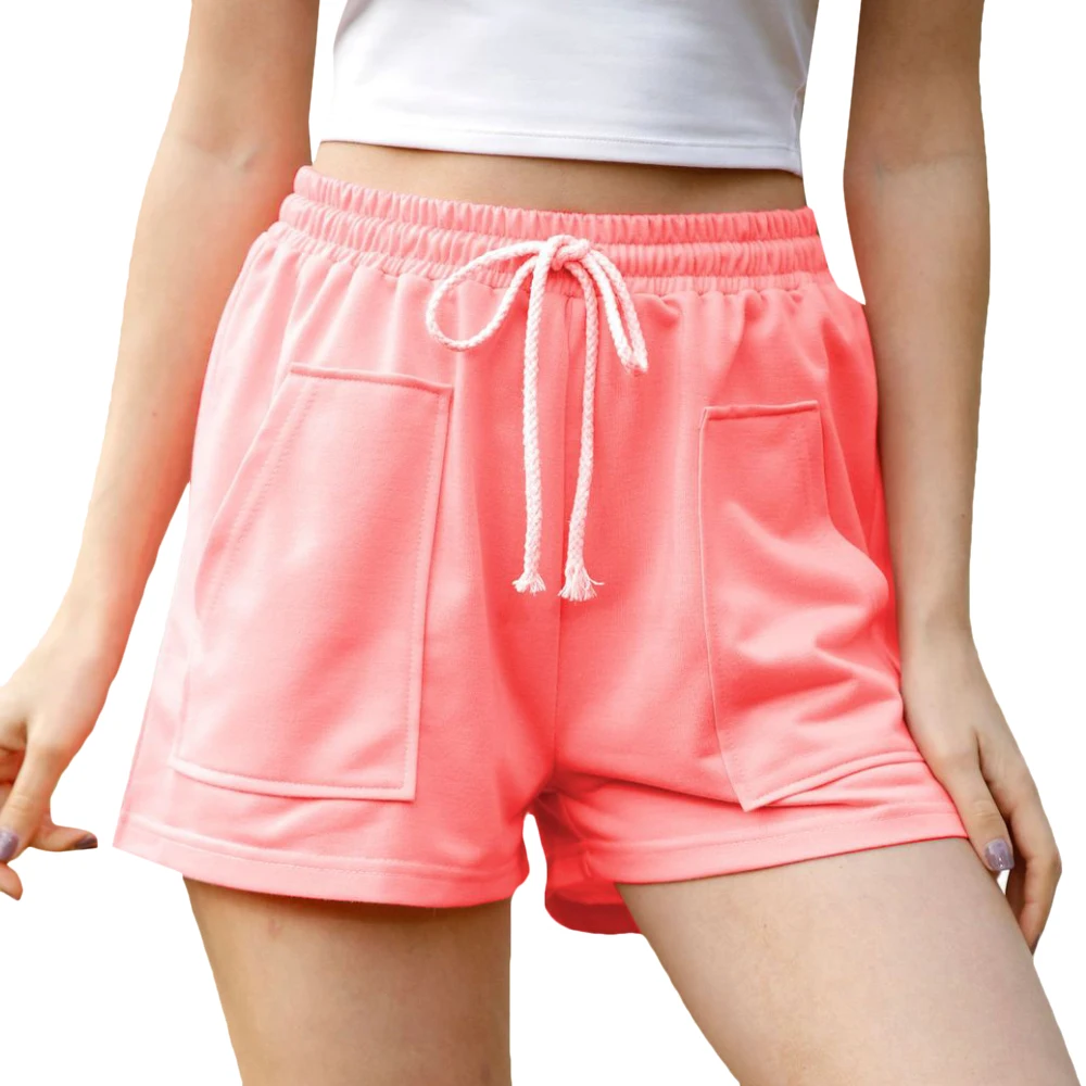 

Summer Woman Shorts Solid Pocket Drawstring Wide Leg Shorts for Women Casual High Waist Loose Shorts Women Clothing