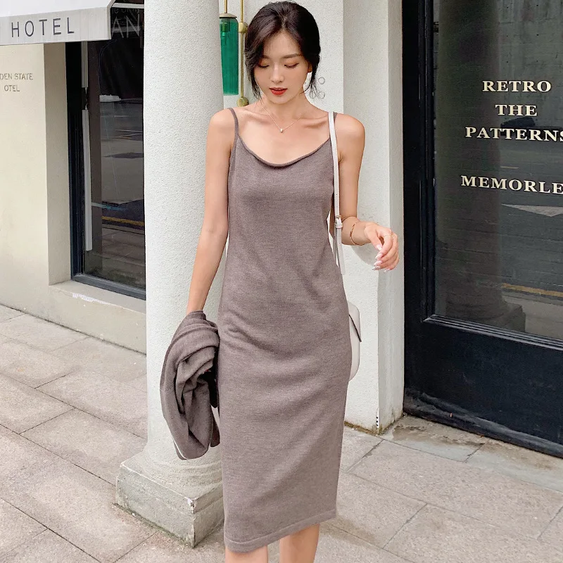 HXJJP весна лето 2020 Сексуальное Тонкое Платье на тонких бретельках с u образным