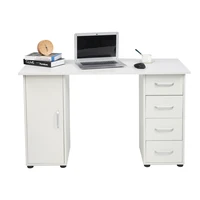 Computer Desk PC Laptop Study Table Workstation for Home&Office with 1 Door 4 Drawers 120x54x74CM White[US-Stock]