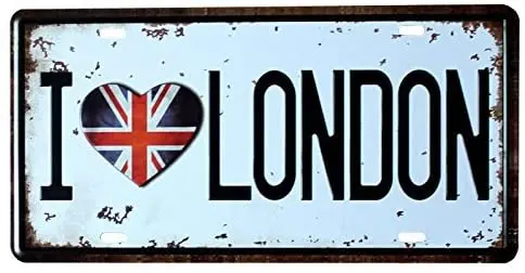 

Vintage Auto Tag License Plate Metal Sign,I Love London Decoration Retro Tin Sign TIN Sign 7.8X11.8 INCH