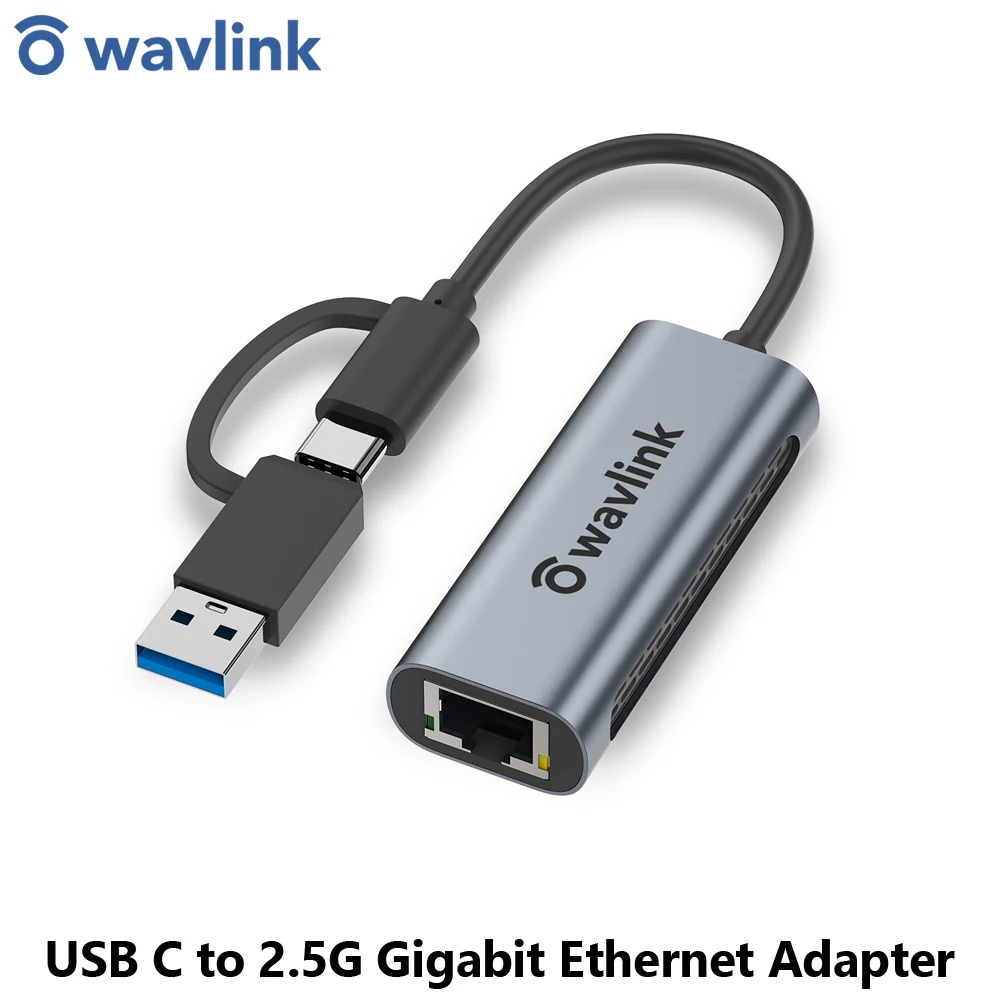 

Wavlink USB C to 2.5G Gigabit Ethernet Adapter Type C to 2.5 Network Card RJ45 LAN 2.5Gbps USB3.0 Converter For Windows Mac OS X