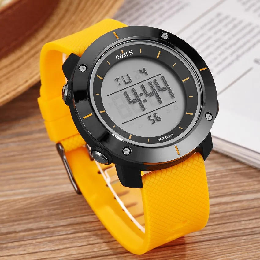 Новые OHSEN Брендовые мужские светодиодные цифровые военные часы для дайвинга