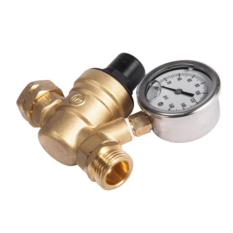 

Brass Water Pressure Regulator Lead Free Valve Adjustable Water Pressure Reducer Valve for RV Screened Filter