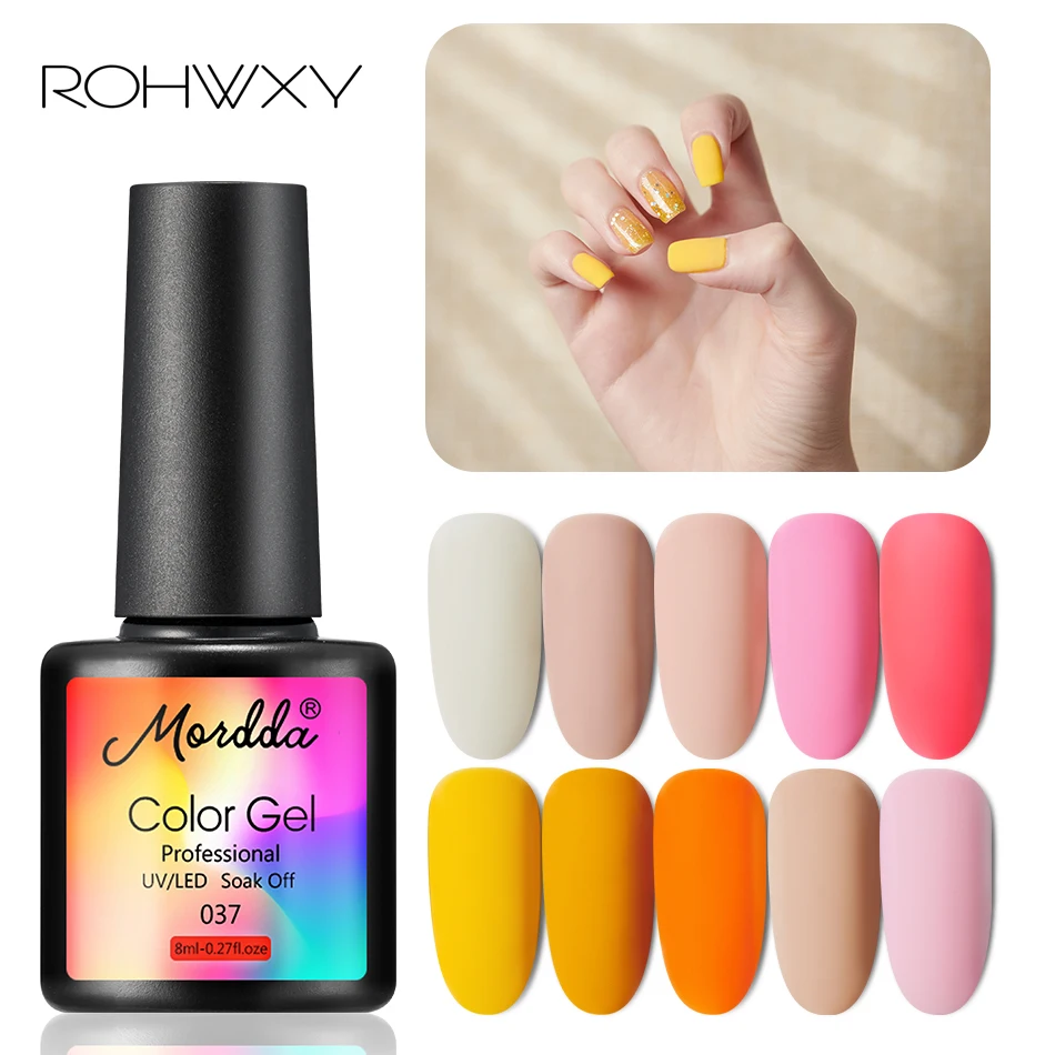 ROHWXY 8 мл Блеск Гель-лак набор УФ Vernis полуперманентный праймер верхнее покрытие полигель лак для ногтей маникюр гель лак