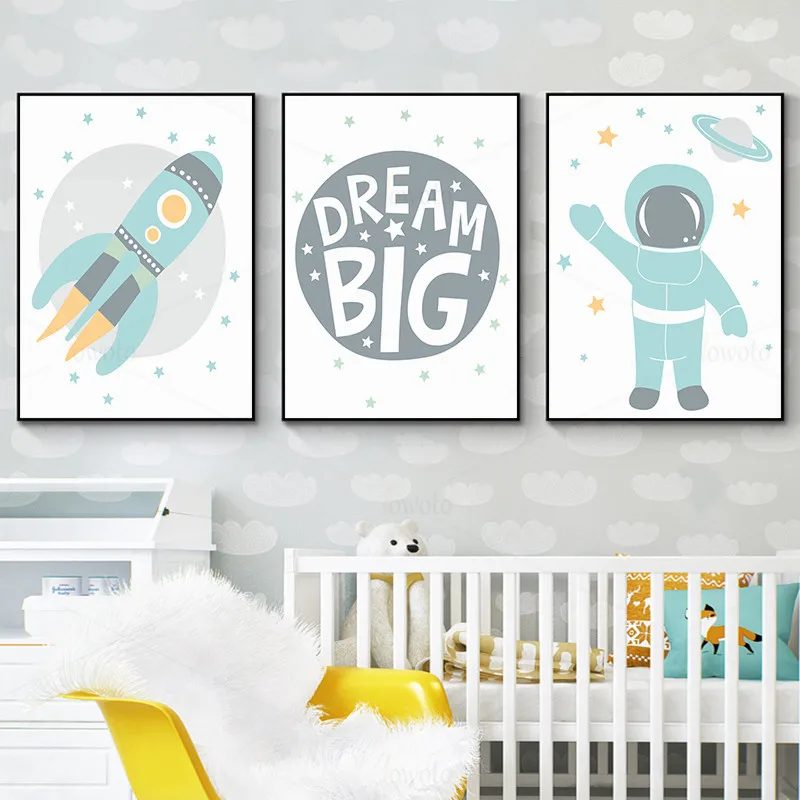 Плакат с мотивами мечты большой вдохновения астронавт космический корабль