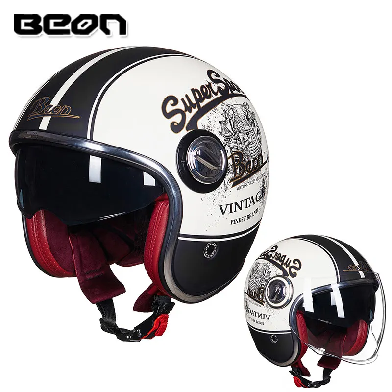

Винтажный мотоциклетный шлем Casco BEON B108A, мотоциклетный шлем beon 3/4, шлем с открытым лицом, мотоциклетный шлем, Ретро шлем