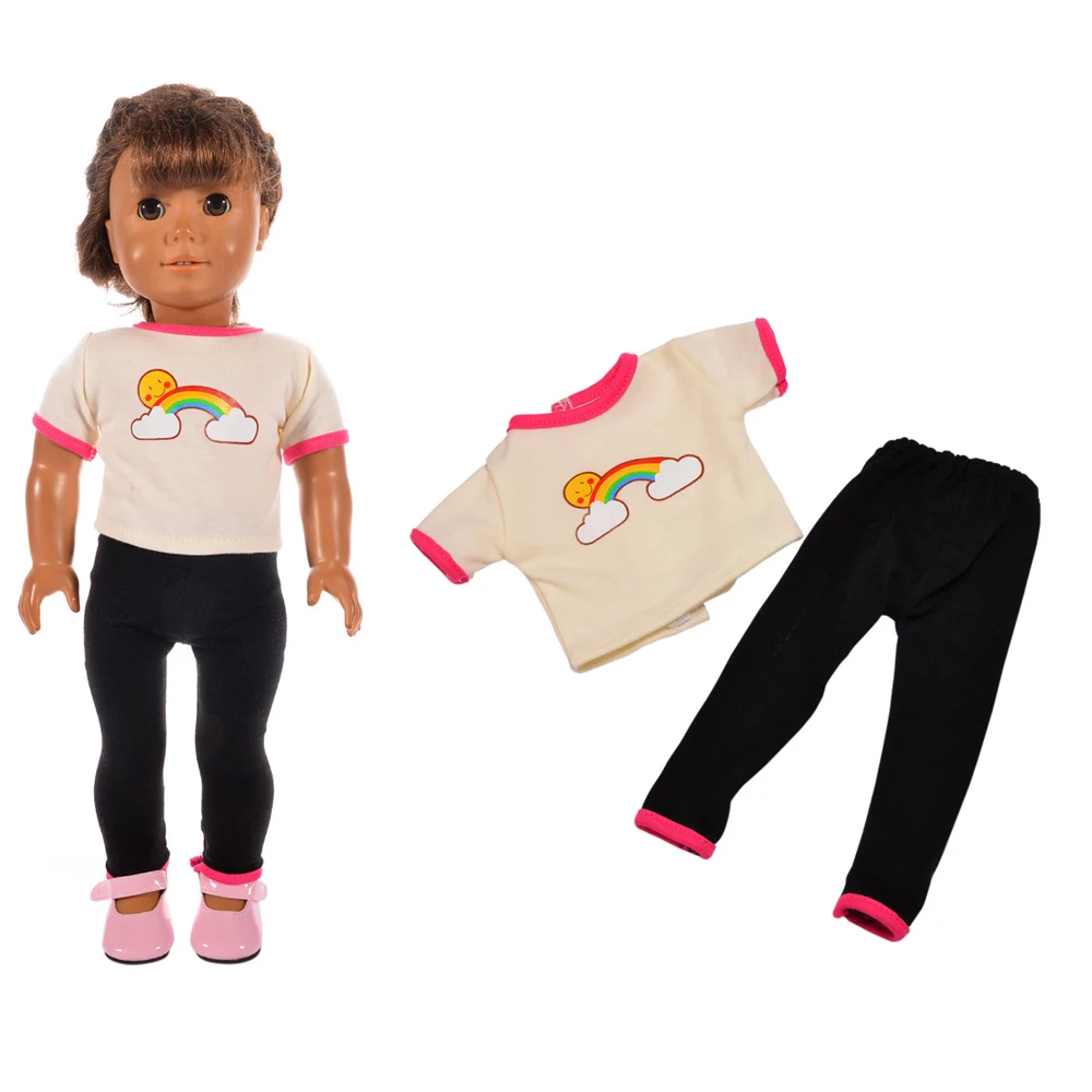 Футболка и штаны 2 шт./комплект кукольная одежда подходит для 18 дюймовых 43 см