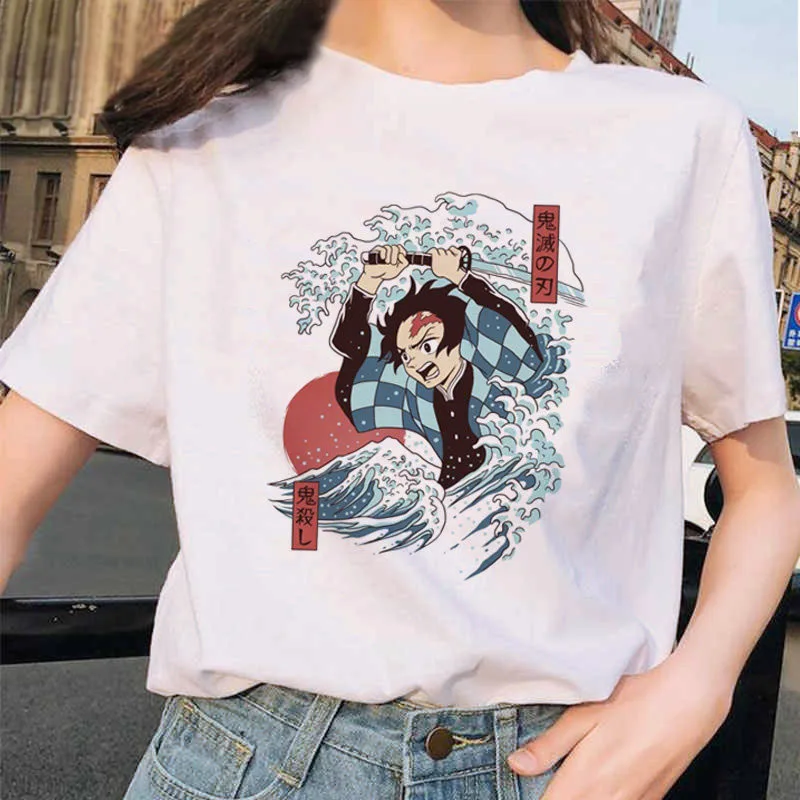 

Shirts women 2021 y2k Anime Demon Killer Harajuku Lady T-shirt Ulzzang Print Graphic Shirt Kimetsu No Yaiba Kawaii T-shirt Women