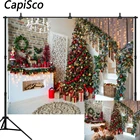 Виниловый фон для фотосъемки с изображением рождественской елки лестницы деревянного пола камина