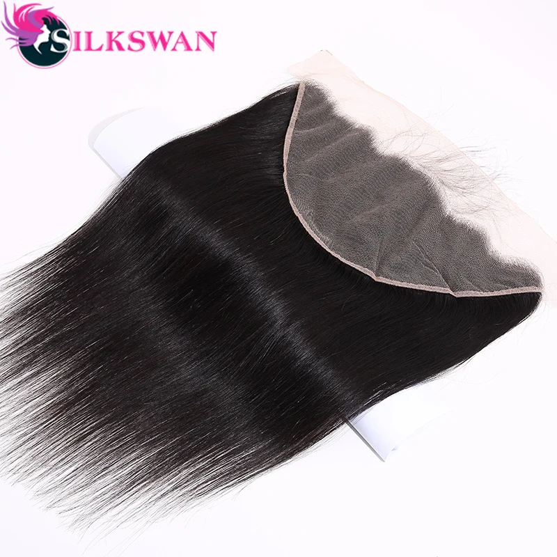 Silkswan прямые 13*6 кружевные фронтальные коричневые с детскими волосами Remy