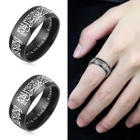 bohemian hip hop buddhist sanskrit thumb ring with letter religious black ring men woman large rings stainless steel jewelry 8m