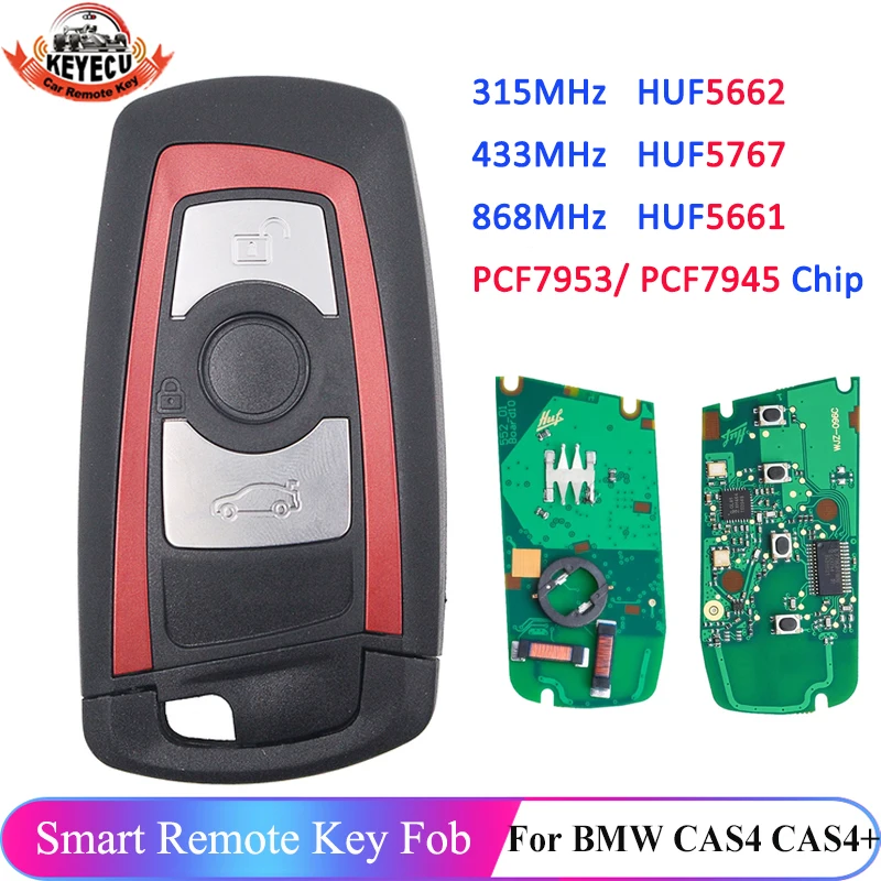 KEYECU красный дистанционный ключ 3B 315 МГц HUF5662 433 HUF5767 868 HUF5661 PCF7953 PCF7945 для BMW F шасси FEM /