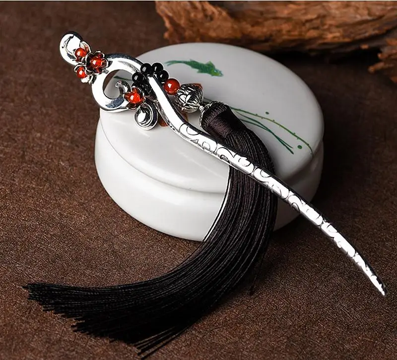 Старинные шпильки для женщин Miao серебряные палочки волос этнические длинные