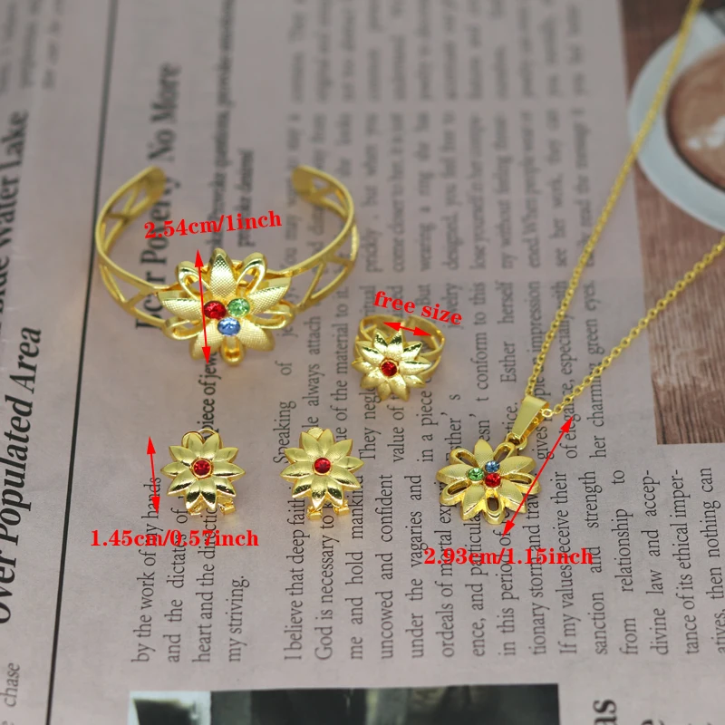 

Ethiopian children's jewelry accessories baby jewelry set 24K, gold, Africa, Europe, children's colored gem birthday gift