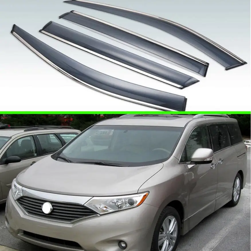 4 шт. пластиковый Наружный козырек для Nissan Quest RE52 2011 2017|Хромирование| |
