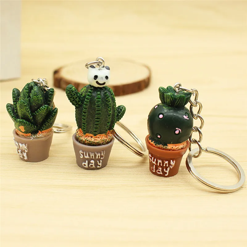 

Cactus Potted Simulation Plant Keychain Mixed Style Resin Key Chain For Women Girls Random Color 1Pc Cute Design
