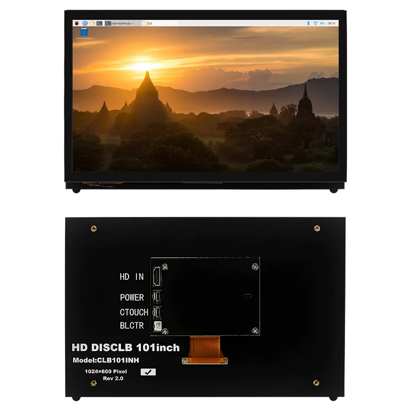 Емкостный сенсорный ЖК-экран для Raspberry Pi 4 Model B 10 1 дюйма 1024x600 4B/3B +/3B/Zero/PC/Jetson Nano |