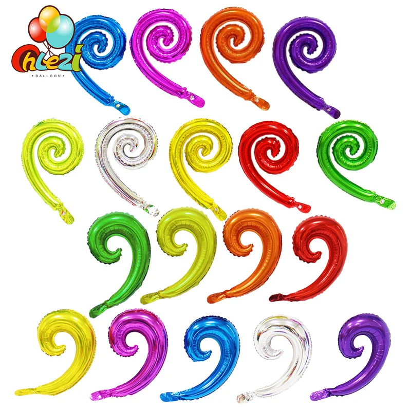 

10pcs Kurly Spiral Wave Foil Balloon Birthday Wedding Party Modeling Decoration Supplies Balloons Kids Toy Curve Air Ball Globos