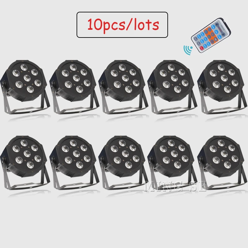 Новый продавец 10 шт./лот 7x12 Вт led Par огни RGBW 4в1 плоский par dmx512 Дискотека