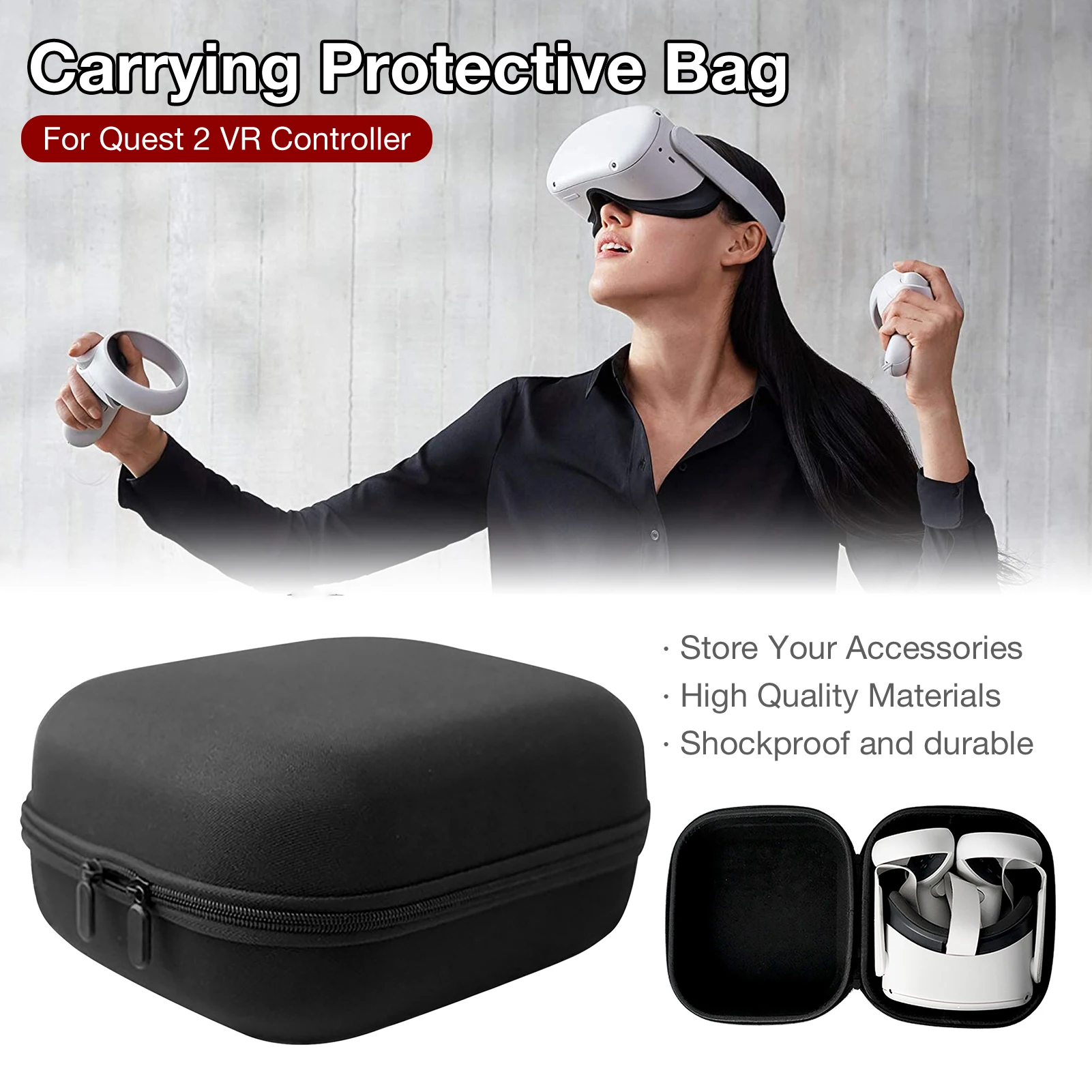 

Carrying Case Cover VR Headset Accessories PU Grain Protective Bag Storage Package For Oculus Quest 2 VR Drop Shipping