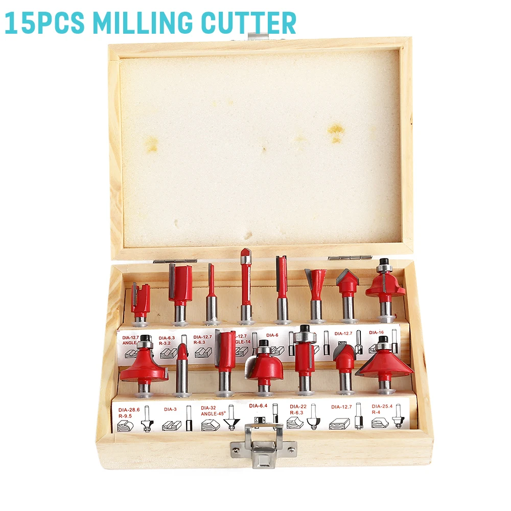 15pcs Cutter 800 Вт 30000 об/мин деревообрабатывающий электрический триммер фрезерование древесины гравировальный долбежный обрезной станок ручная машинка для резки дерева маршрутизатор - Цвет: 15pcs Cutter