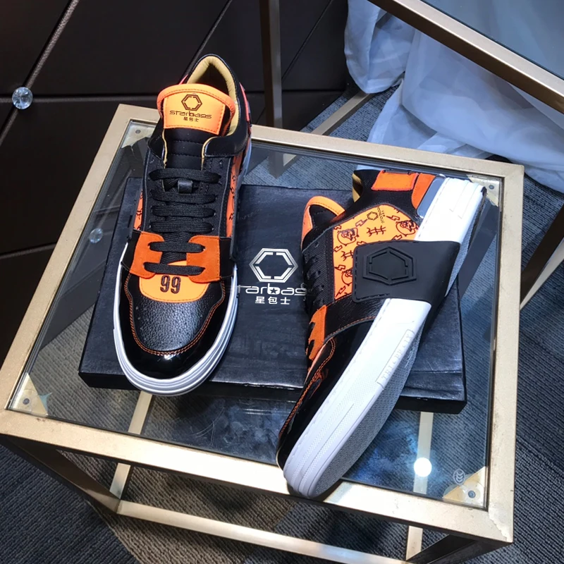 

Starbags PP Мужская обувь с итальянским логотипом черепа новейшие повседневные белые мужские туфли из натуральной кожи модные Универсальные вы...