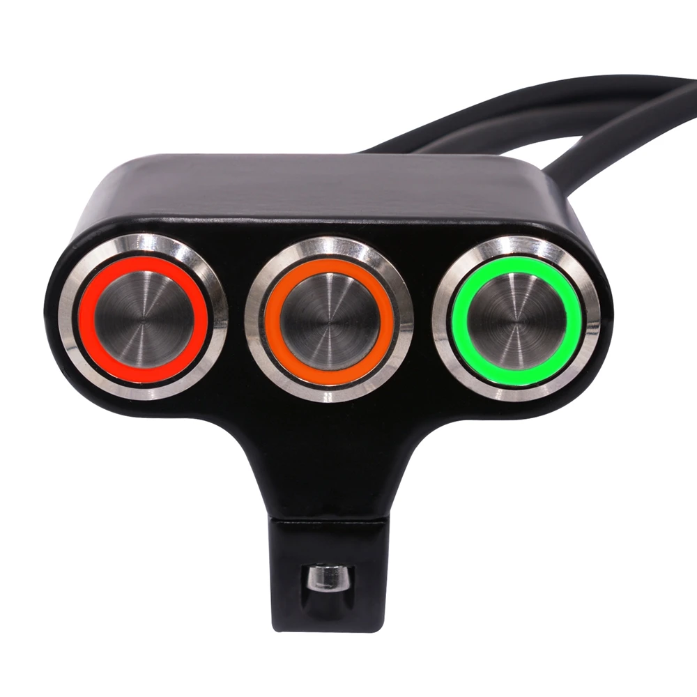 

Handlebar Mount Switches Aluminum Alloy Motorcycle Headlight Hazard Brake Fog Light ON-OFF Button With Indicator Light