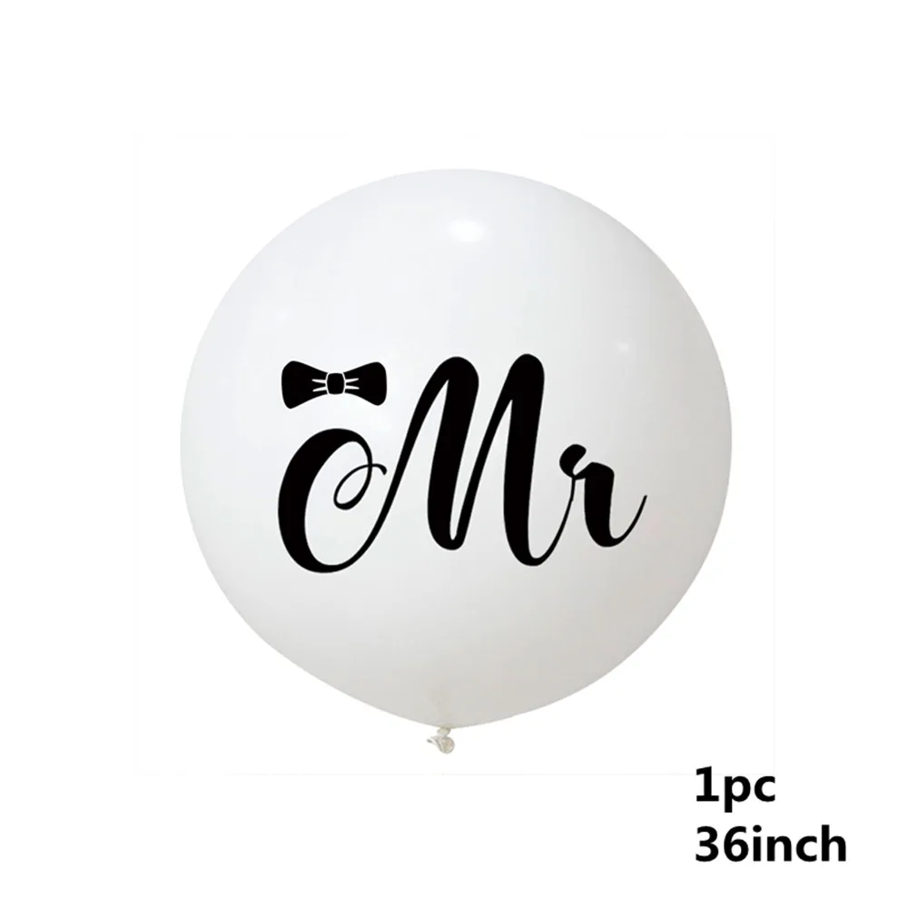 1pcs 36inch Большой размер 36 дюймов Mr Mrs белые латексные воздушные шары для свадебной вечеринки, свадебные вечерние воздушные шарики для свадьбы - Цвет: 1pcs 36inch
