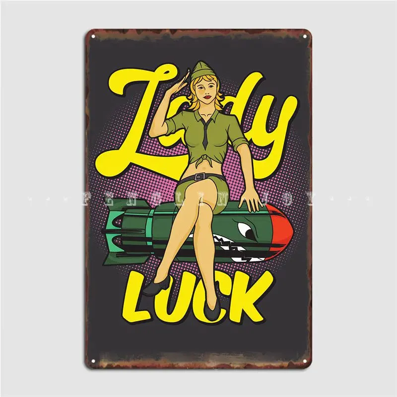 

Постер с изображением Дамы на удачу, металлический плакат, Настенная пещера, таблички для гостиной, дизайнерский оловянный плакат