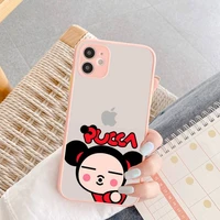 pucca china doll lovers phone case for iphone 13 12 mini 11 pro max x xs max xr 7 8 6 plus translucent matte shockproof case