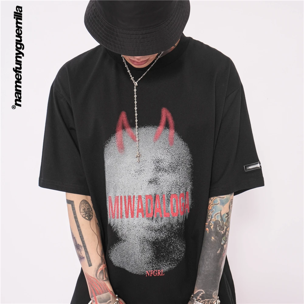 

Namefunyguerrilla New arrival 2021 oversized t shirt Hip Hop Streetwear Tshirt Harajuku Summer T-Shirt Tops Tees LS04