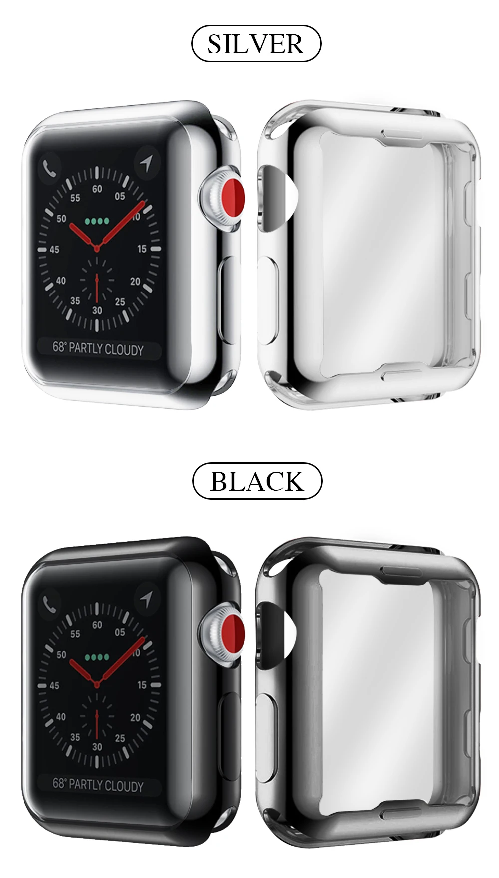 Тонкий чехол для часов для Apple Watch корпус 5 4, версия 1, 2, 3, ремешок 42 мм, 38 мм, версия мягкий прозрачный TPU Экран протектор для наручных часов iWatch, 5, 4, 3, длина-44 мм, 40 мм аксессуары
