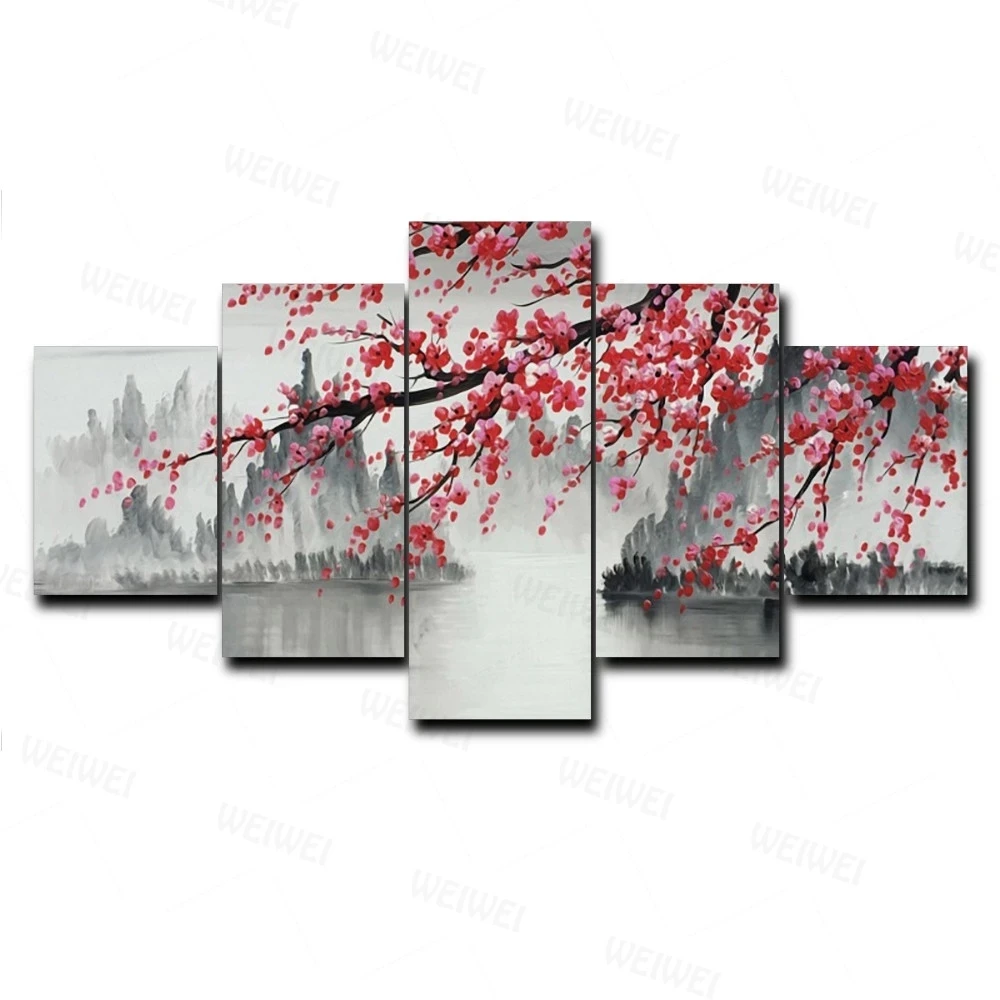 

Abstract Landscape 5 pcs Canvas Paintings Modern Home Decoration Chinese Style Posters And Prints Plum Wall Art Pictures Decor