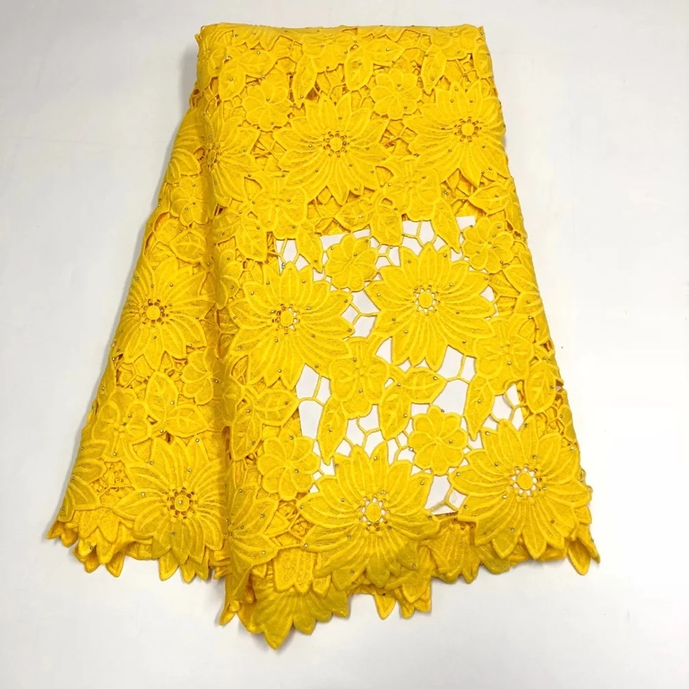 

High Quality French Guipure Lace Fabric 2020 Embroidery African Cord Lace Fabric For Nigerian Wedding Dresses