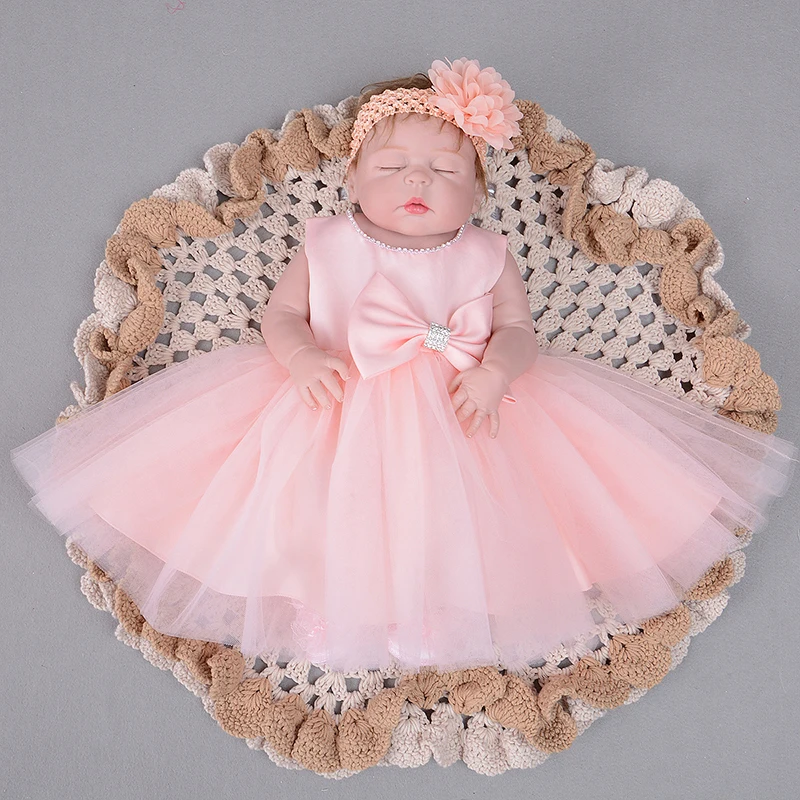 Платье для крещения маленьких девочек розовое платье первого дня рождения