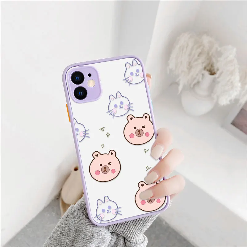 

Phone Case For iPhone 11 Pro Max XS XR X 6 6S 7 8 Plus SE2020 Cover Cute Animal Pig Bear Soft PC Back Funda For iPhone XS Max XR