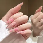 24 шт. накладные ногти с резиновыми полосками продается балерина розовый цвет накладные ногти дизайна с персикового цвета с рисунком сделай сам искусственные накладные ногти для маникюра