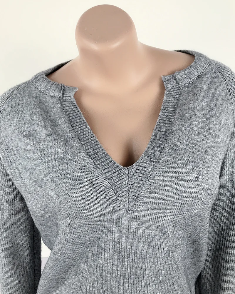 RONNKISE/пикантные свитера с v-образным вырезом; женские модные мягкие и удобные тканевые топы с длинными рукавами; теплая одежда; сезон осень-зима