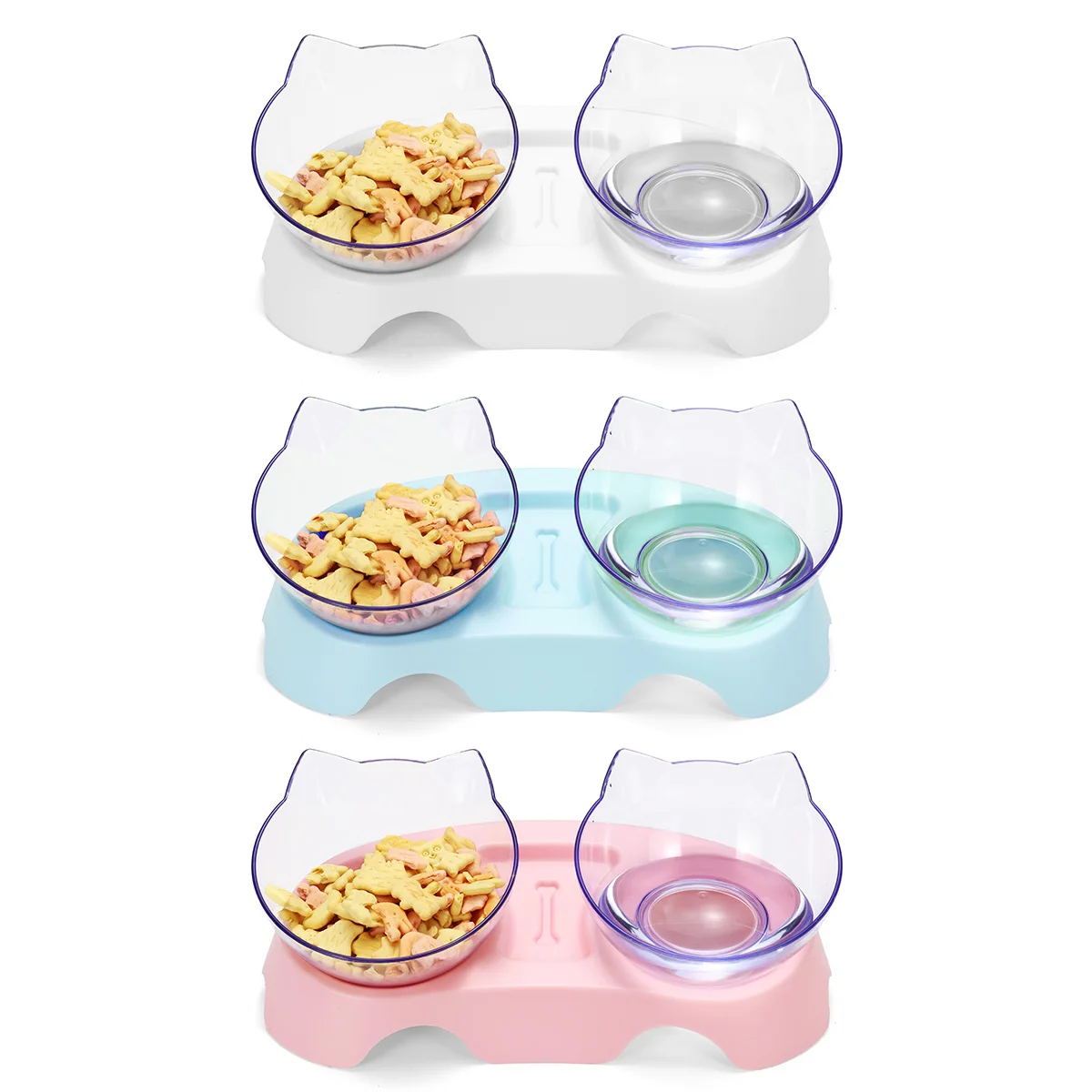 

Non-slip Cat Double Bowl Pet Food Water Feeder With Protection Raised Stand Cats Dogs Bowl Pet Supplies Feeding Tools