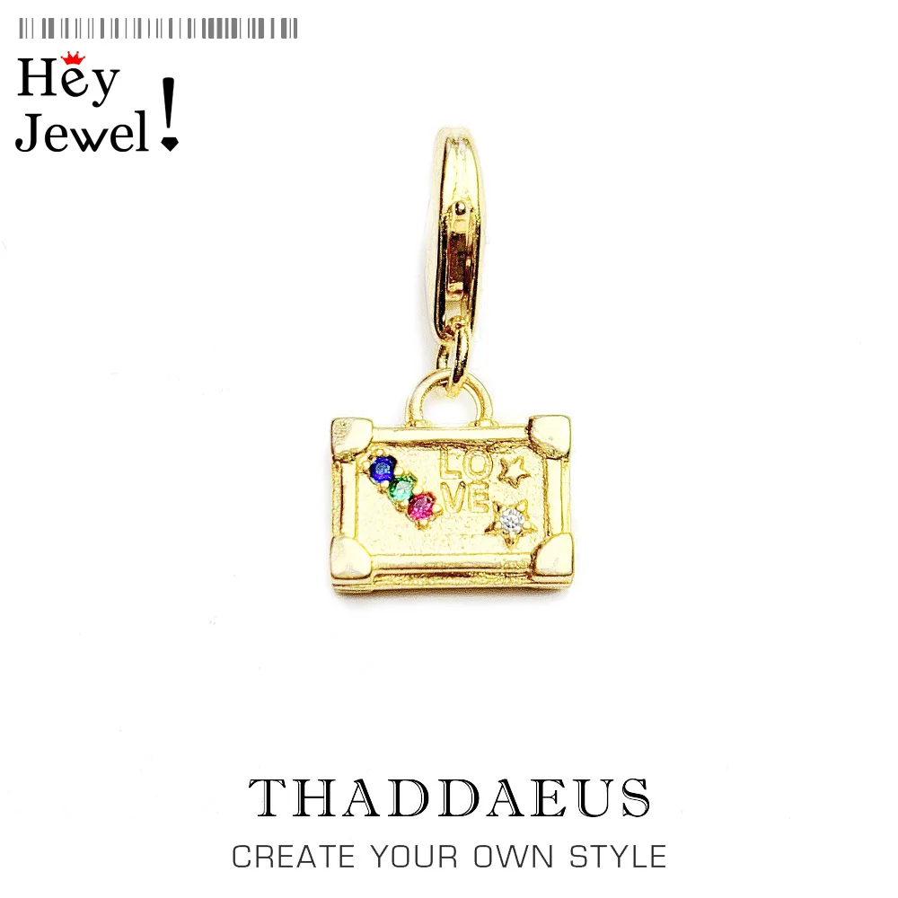 

Charm Vintage Suitcase 2021 Spring New Fine Gift Jewelry For Women Men Genuine 925 Sterling Silver Fit Bracelets & Necklace