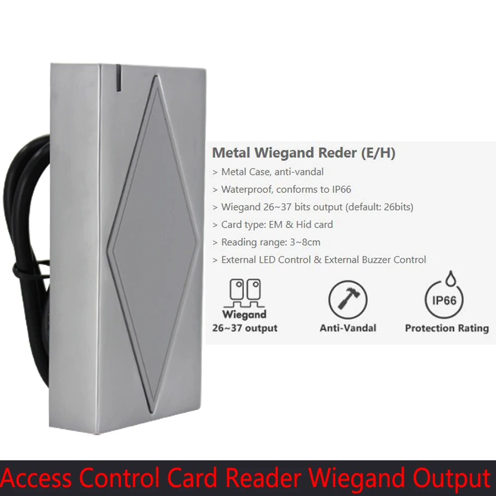 Дверной бесконтактный считыватель ID IC Key Kit Водонепроницаемый Wiegand 26-37 125 кГц 13 56