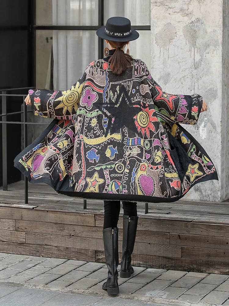 QING MO Fashion Plus Size Thick Mink Cardigan Sweater Women 2022 Spring Winter New Loose Knitted Jacket ZWL1247 |