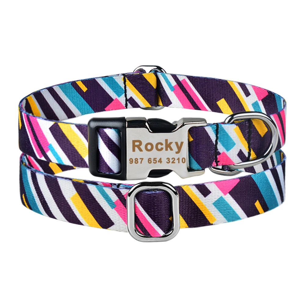 Персонализированный ошейник для собак нейлоновый плед мальчиков и девочек