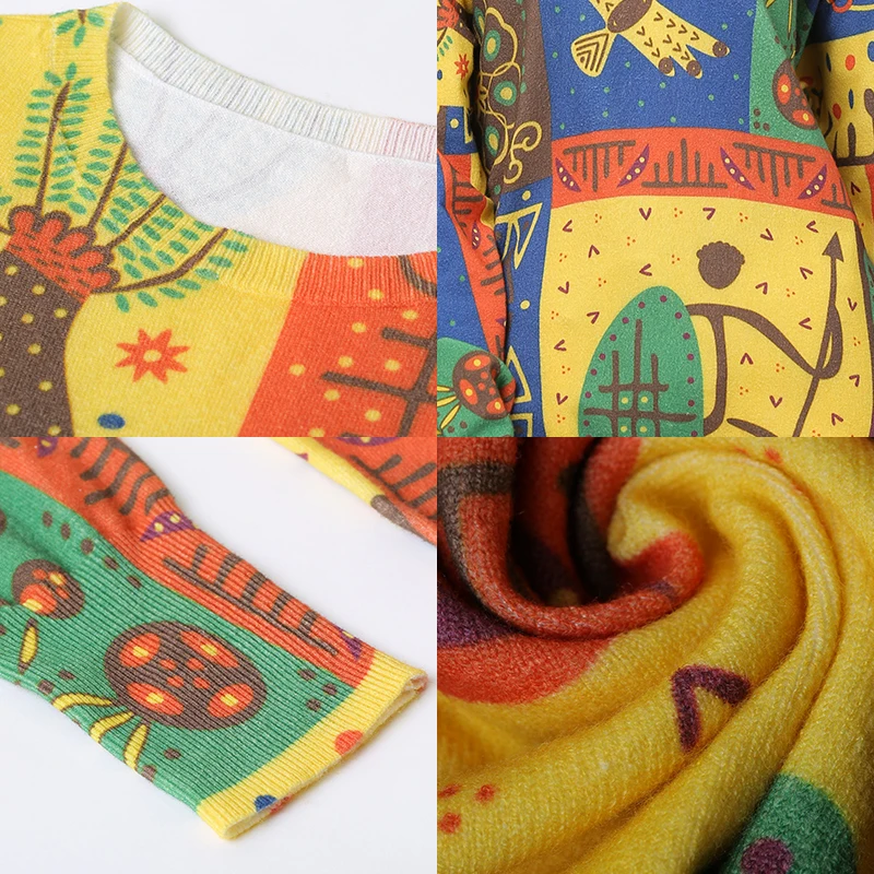 Женский трикотажный пуловер с длинным рукавом и круглым вырезом | Женская одежда