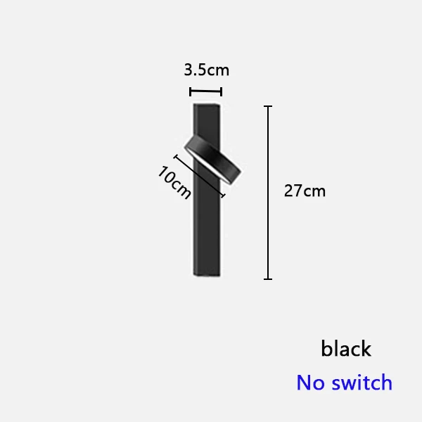 black-no switch Светодиодный настенный светильник с переключателем регулируемые 3 видов цветовая температура белого и черного цвета бра для спальни гостиной светодиодный настенный светильник - Цвет абажура: black-no switch