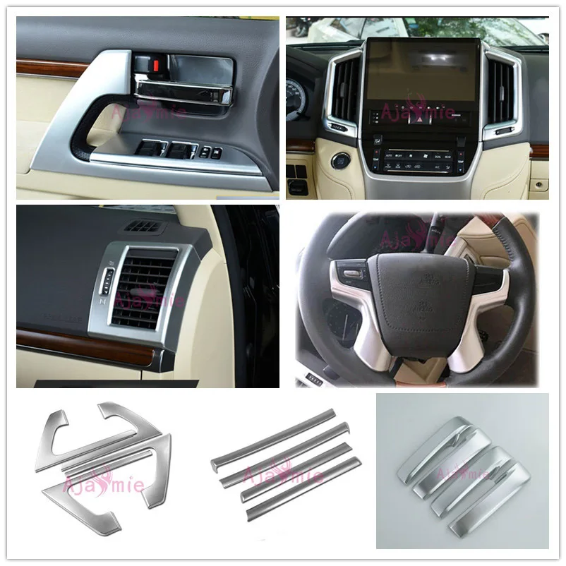 

Для Toyota LC Land Cruiser 200 2016 2017, Внутренний дверной держатель, ручка, выходная панель переменного тока, крышка, хромированная отделка, аксессуары для стайлинга автомобиля