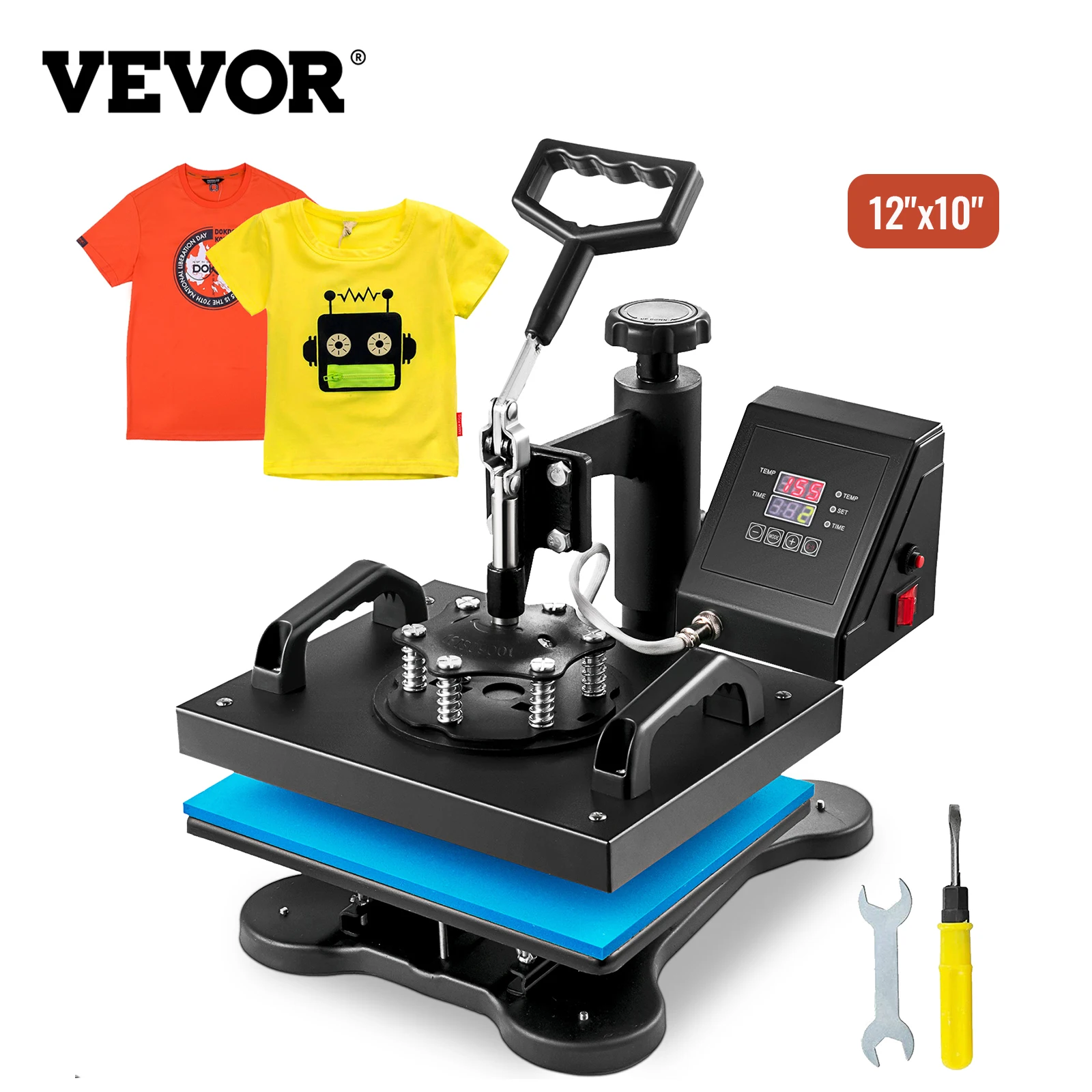 

VEVOR 12" x 10" T-Shirts Heat Press Machine Transfer Sublimation Printing for Garment Bag Mouse Mat Ceramic Tile 360° Swing Away