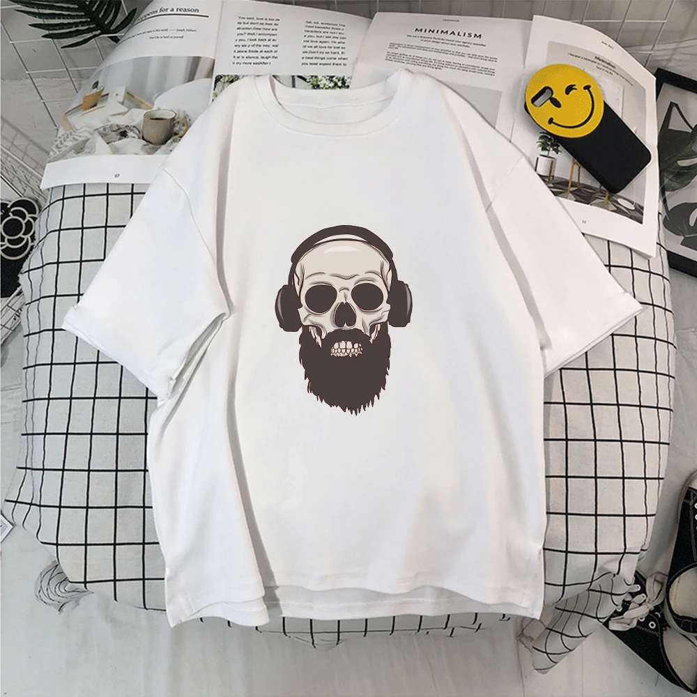 Мужская футболка крутая модная простая с черепом и скелетом топы короткими